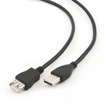 GEMBIRD Kabel USB A-A 3m 2.0 prodlužovací HQ Black, zlacené kontakty (KAB056C24)