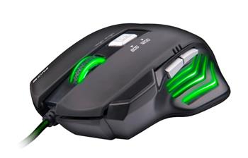 C-TECH herní myš Akantha (GM-01G), herní, zelené podsvícení, 2400DPI, USB (GM-01G)