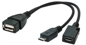 CABLEXPERT Kabel USB AF/micro BM + micro BF, OTG + dobíjení, 15cm, pro tablety a smartphone (A-OTG-AFBM-04)