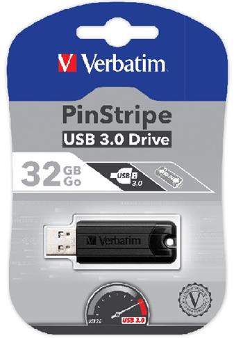 VERBATIM flashdisk 32GB USB 3.0 PinStripe USB Drive - Černá (49317)