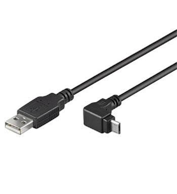 PremiumCord Kabel micro USB 2.0, A-B, konektor do úhlu 90°, 1,8m (ku2m2f-90)