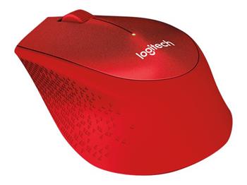 Logitech myš Wireless M330 Silent Plus, optická, bezdrátová, 3 tlačítka, červená, 1000dpi (910-004911)