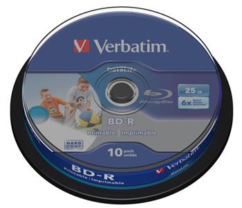 VERBATIM BD-R SL DataLife 25GB, 6x, printable, spindle 10 ks (43804)