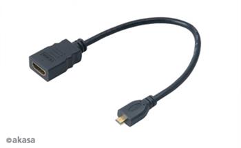 AKASA Kabel redukce HDMI micro na HDMI female, full HD, 25cm (AK-CBHD09-25BK)