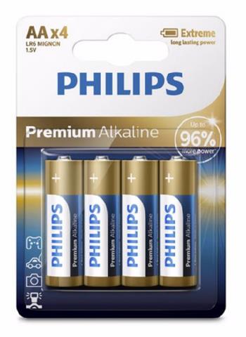 Philips baterie 4x AA (1,5V), řada Premium Alkaline (LR6M4B/10)