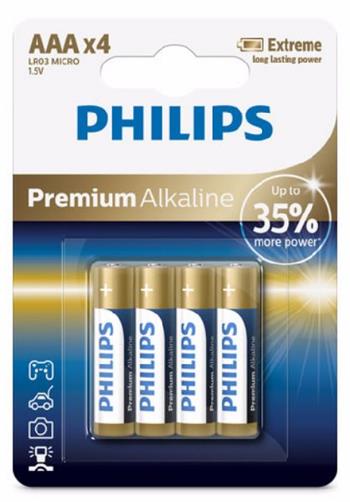 Philips baterie 4x AAA (1,5V), řada Premium Alkaline (LR03M4B/10)