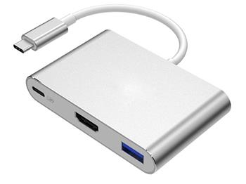 adaptér USB 3.1 Type C -> HDMI+USB 3.0+USB 3.1 Type C, hliníkové šasi