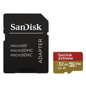 SanDisk Extreme micro SDXC 32 GB 100 MB/s Class 10 UHS-I V30, adapter, pro akční kamery (SDSQXAF-032G-GN6AA)