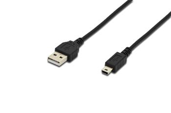 Digitus Připojovací kabel USB 2.0, typ A - mini B (5pin) M/M, 1,8 m, USB 2.0, bl (AK-300130-018-S)