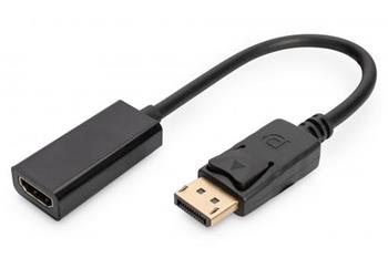 Digitus Adaptérový kabel DisplayPort, DP - HDMI typ A M / F, 0,15 m, s blokováním, kompatibilní s DP 1.1a, CE, bl (AK-340408-001-S)