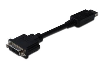 Digitus kabelový adfaptér DisplayPort, DP - DVI (24 + 5) M / F, 0,15 m, s blokováním, kompatibilní s DP 1.1a, CE, bl (AK-340409-001-S)