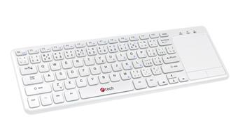 C-TECH klávesnice WLTK-01, bezdrátová klávesnice s touchpadem, bílá, USB,CZ/SK (WLTK-01W)