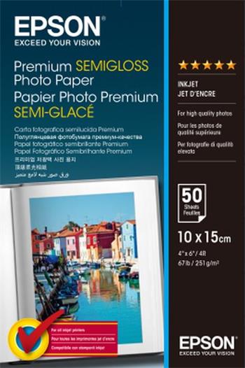 EPSON Paper Premium SemiGlossy Photo 10x15/251g/m2/ 50 Sheets (C13S041765)