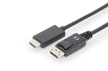 Digitus kabelový adaptér DisplayPort, DP - HDMI typu A, M / M, 1,0 m, s blokováním, DP 1.2_HDMI 2.0, 4K / 60Hz, CE, bl (AK-340303-010-S)
