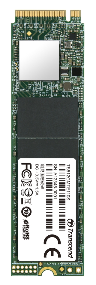 TRANSCEND MTE110S 512GB SSD disk M.2 2280, PCIe Gen3 x4 NVMe 1.3 (3D TLC), 1700MB/s R, 900MB/s W (TS512GMTE110S)