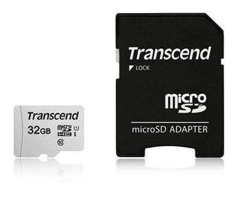 Transcend 32GB microSDHC 300S UHS-I U1 (Class 10) paměťová karta (s adaptérem) (TS32GUSD300S-A)