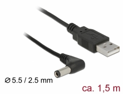 Delock USB Power Cable to DC 5.5 x 2.5 mm male 90° 1.5 m (85588)