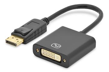 Digitus kabelový adaptér DisplayPort, DP - DVI (24 + 5) M / F, 0,15 m, bez blokování, kompatibilní s DP 1.1, CE, bl (AK-340401-001-S)