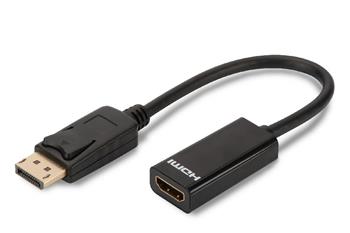 Digitus Adaptérový kabel DisplayPort, DP - HDMI typ A M / F, 0,15 m, s blokováním, kompatibilní s DP 1.1a, CE, bl (AK-340400-001-S)