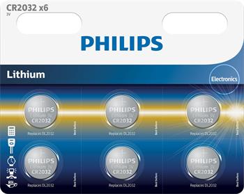 Philips baterie CR2032P6/01B - 6ks (CR2032P6/01B)