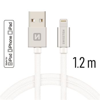 SWISSTEN DATA CABLE USB / LIGHTNING MFi TEXTILE 1,2M SILVER (71524203)