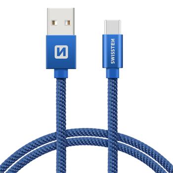 SWISSTEN DATA CABLE USB / USB-C TEXTILE 0,2M BLUE (71521108)