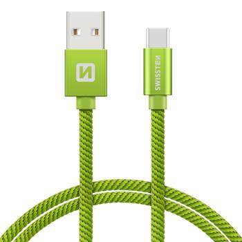 SWISSTEN DATA CABLE USB / USB-C TEXTILE 2,0M GREEN (71521307)