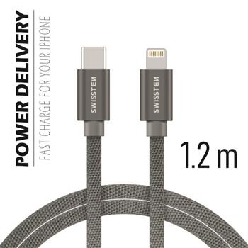 SWISSTEN DATA CABLE USB-C / LIGHTNING TEXTILE 1,2M GREY (71525202)