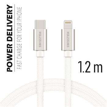 SWISSTEN DATA CABLE USB-C / LIGHTNING TEXTILE 1,2M SILVER (71525203)