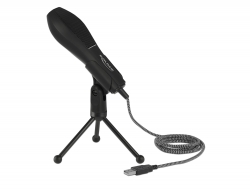 Delock USB kondenzátorový mikrofon se stolním stojanem - ideální pro hraní her, Skype a vokály (65939)
