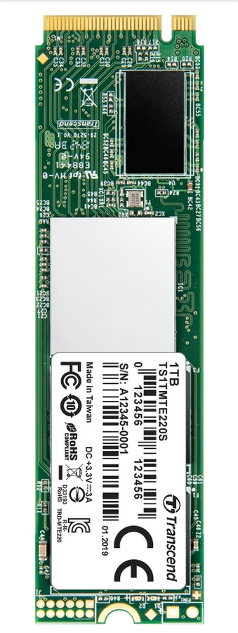 TRANSCEND MTE220S 1TB SSD disk M.2 2280, PCIe Gen3 x4 NVMe 1.3 (3D TLC), 3500MB/s R, 3200MB/s W (TS1TMTE220S)