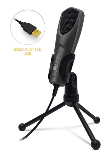 CONNECT IT YouMic mikrofon USB, pozlacený konektor USB, antracit (CMI-8000-AN)