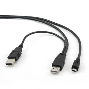 CABLEXPERT Kabel USB A-MINI 5PM 2.0 1m DUÁLNÍ pro extra napájení (CCP-USB22-AM5P-3)