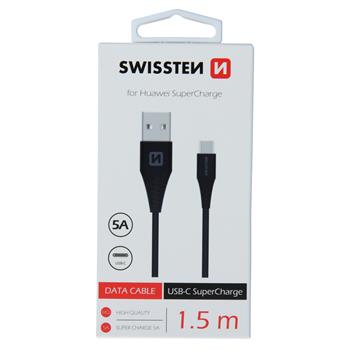 SWISSTEN DATOVÝ KABEL USB / USB-C SUPER FAST CHARGING 5A 1,5M ČERNÝ (71504430)