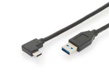 Digitus Připojovací kabel USB 3.1, C 90o úhlový k A M/M, 1,0 m, Gen2, 3A, 10 GB, verze 3.1, CE, bl (AK-300147-010-S)