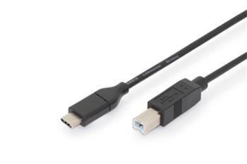 Digitus Připojovací kabel USB typu C, typ C na B M/M, 1,8 m, 3A, 480 MB, verze 2.0, bl (AK-300150-018-S)