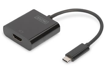 DIGITUS Adaptér USB typu C na HDMI, 4K/30 Hz délka kabelu 19,5 cm, černá (DA-70852)