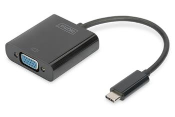 DIGITUS Adaptér USB typu C na VGA, délka kabelu Full HD 1080p: 19,5 cm, černá (DA-70853)