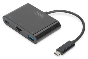 DIGITUS USB typ C Multiportový adaptér HDMI 4K@30 Hz 1x HDMI, 1x port USB-C (PD), 1x USB 3.0 (DA-70855)