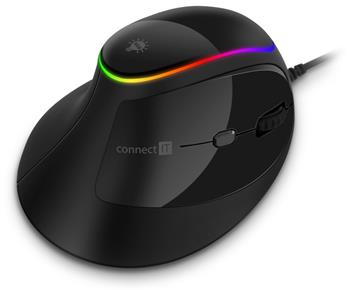 CONNECT IT GAME FOR HEALTH ergonomická vertikální myš, podsvícená, drátová, ČERNÁ (CMO-2800-BK)