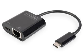 DIGITUS Gigabitový ethernetový adaptér USB typu C + PD s funkcí napájení (DN-3027)