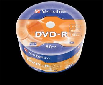 VERBATIM DVD-R AZO 4,7GB, 16x, wrap 50 ks (43788)