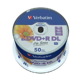 VERBATIM DVD+R DL AZO 8,5GB, 8x, printable, inverse stack, spindle 50 ks (43759)