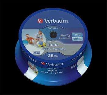 VERBATIM BD-R SL DataLife 25GB, 6x, printable, spindle 25 ks (43811)