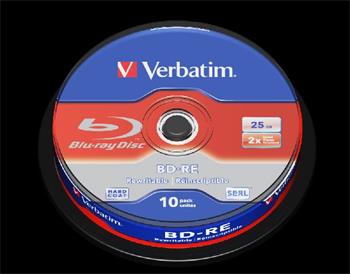 VERBATIM BD-RE SL 25GB, 2x, spindle 10 ks (43694)