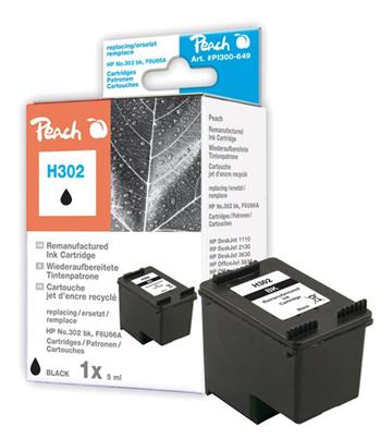 PEACH kompatibilní cartridge HP F6U66A, No 302, black, 6ml (319602)