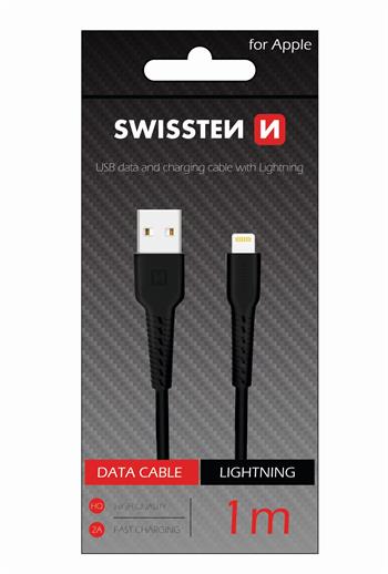 SWISSTEN DATOVÝ KABEL USB / LIGHTNING 1,0 M ČERNÝ (71505540)