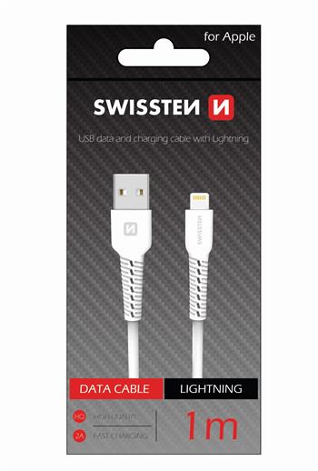 SWISSTEN DATOVÝ KABEL USB / LIGHTNING 1,0 M BÍLÝ (71505541)