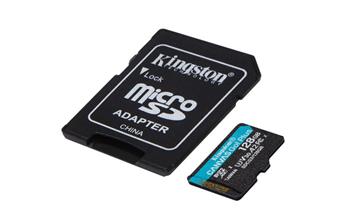 KINGSTON 128GB microSDHC Canvas Go! Plus 170R/100W U3 UHS-I V30 Card + SD Adapter (SDCG3/128GB)