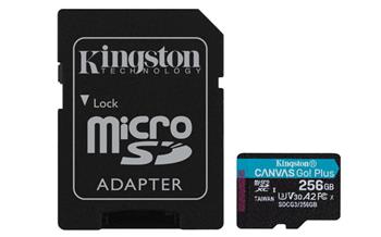 KINGSTON 256GB microSDXC Canvas Go! Plus 170R/100W U3 UHS-I V30 Card + SD Adapter (SDCG3/256GB)